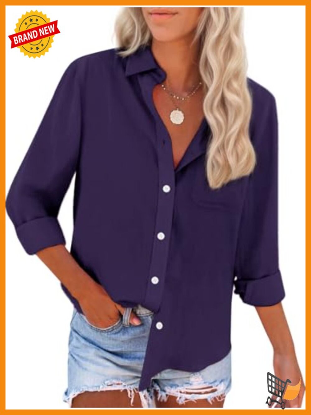 Womens Button Down Shirt 100% Cotton Oxford Long Sleeve Work Blouse with Pocket